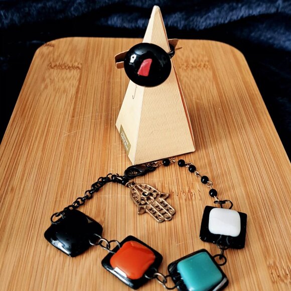 π Unique Handmade Set β Fused Glass Ring & Bracelet One of a Kind | Handmade - Picture 6 of 6